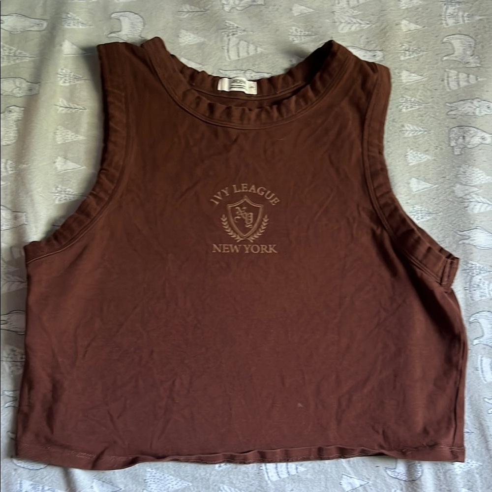 Ardene Brown Muscle Tee Crop Top